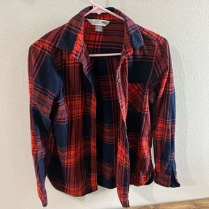 Red & Navy Plaid Flannel Shirt